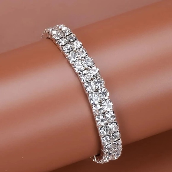 Glamorous Gold/Silver Rhinestone Bracelet - Picture 12 of 12